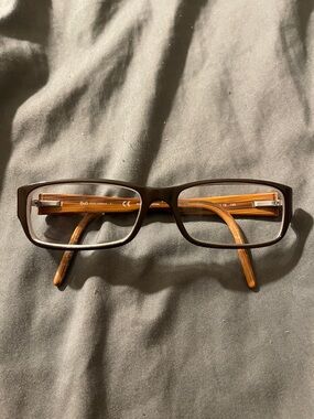 D&G Men’s Dark Brown Frame Glasses with Light Brown Temples